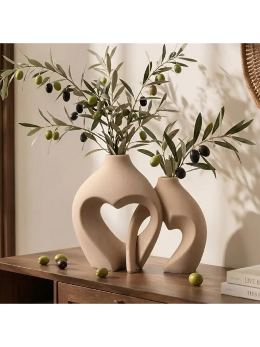 Heart Shaped Ceramic Flower Vases Set of 2 | Elegant Home Decor Accent